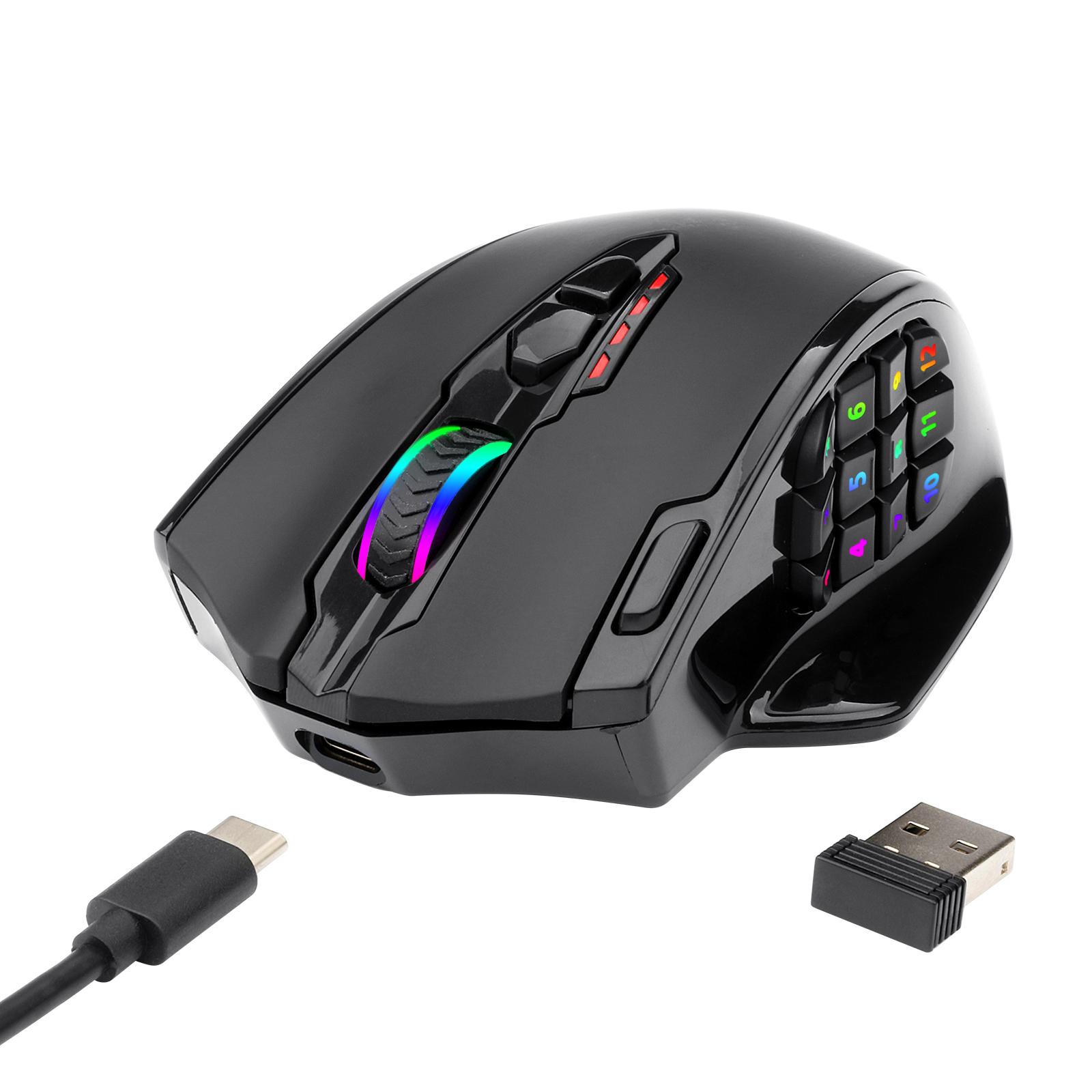 Redragon M913 Impact Elite Tetikus Gaming Tanpa Wayar, Tetikus Gamer RGB Berwayar/Tanpa Wayar 16000 DPI dengan 16 Butang Boleh Atur Cara