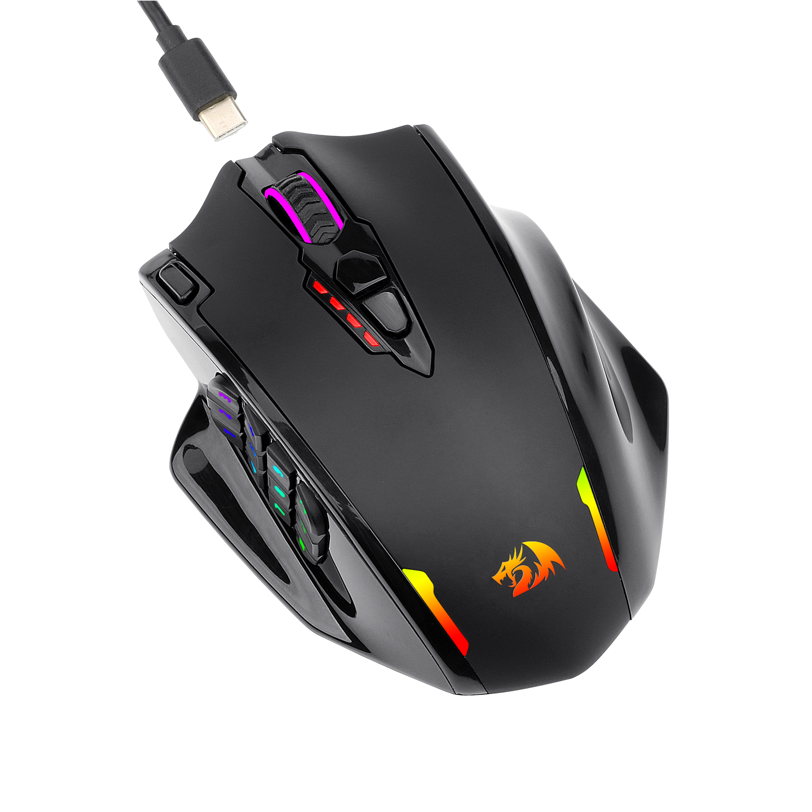 Redragon M913 Impact Elite Tetikus Gaming Tanpa Wayar, Tetikus Gamer RGB Berwayar/Tanpa Wayar 16000 DPI dengan 16 Butang Boleh Atur Cara