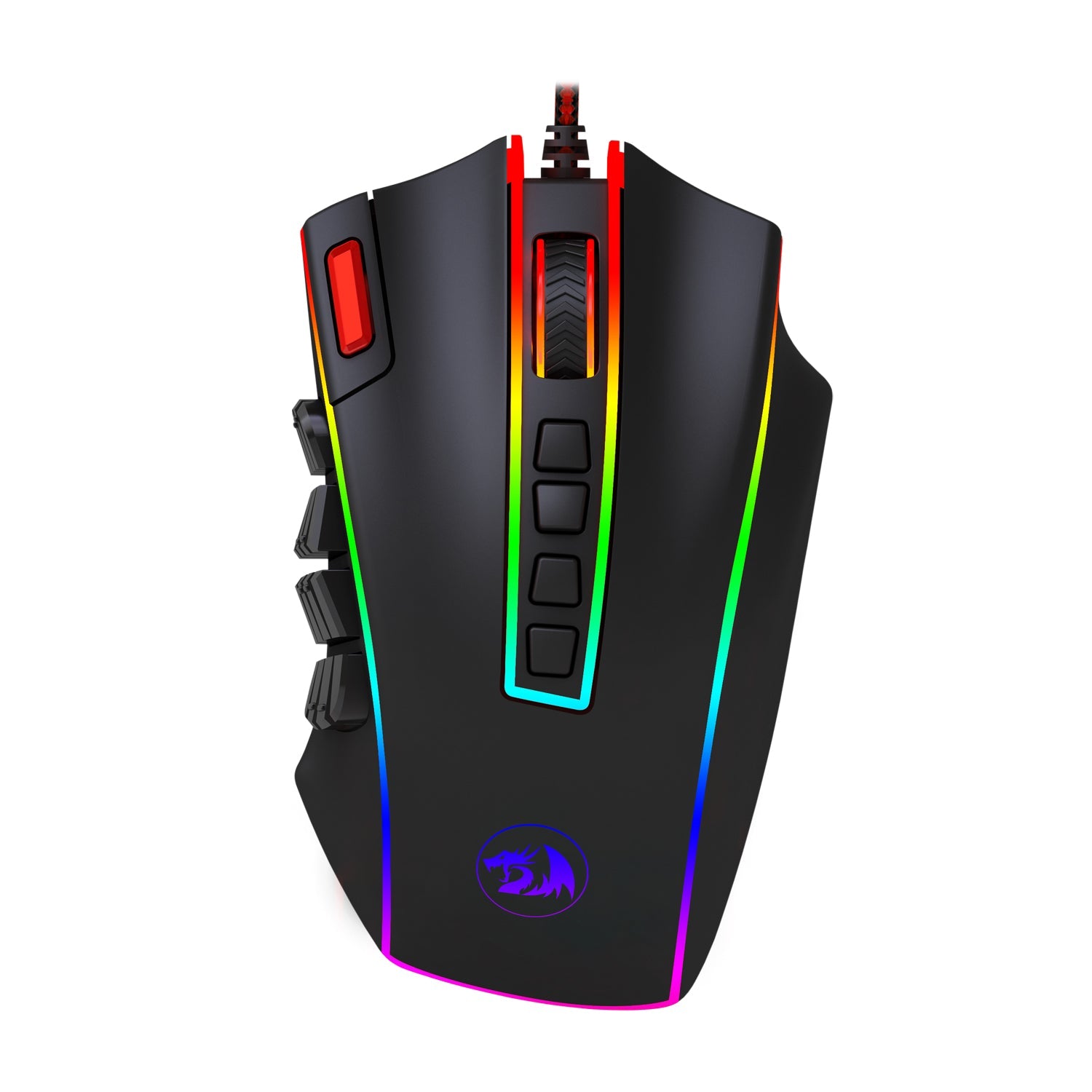 Tetikus Permainan MMO Redragon M990, Tetikus Gamer RGB Berwayar Berketepatan Tinggi 32000 DPI dengan 23 Butang Boleh Atur Cara, 16 Kekunci Makro Sisi, Sokongan Perisian, Tapak Aluminium