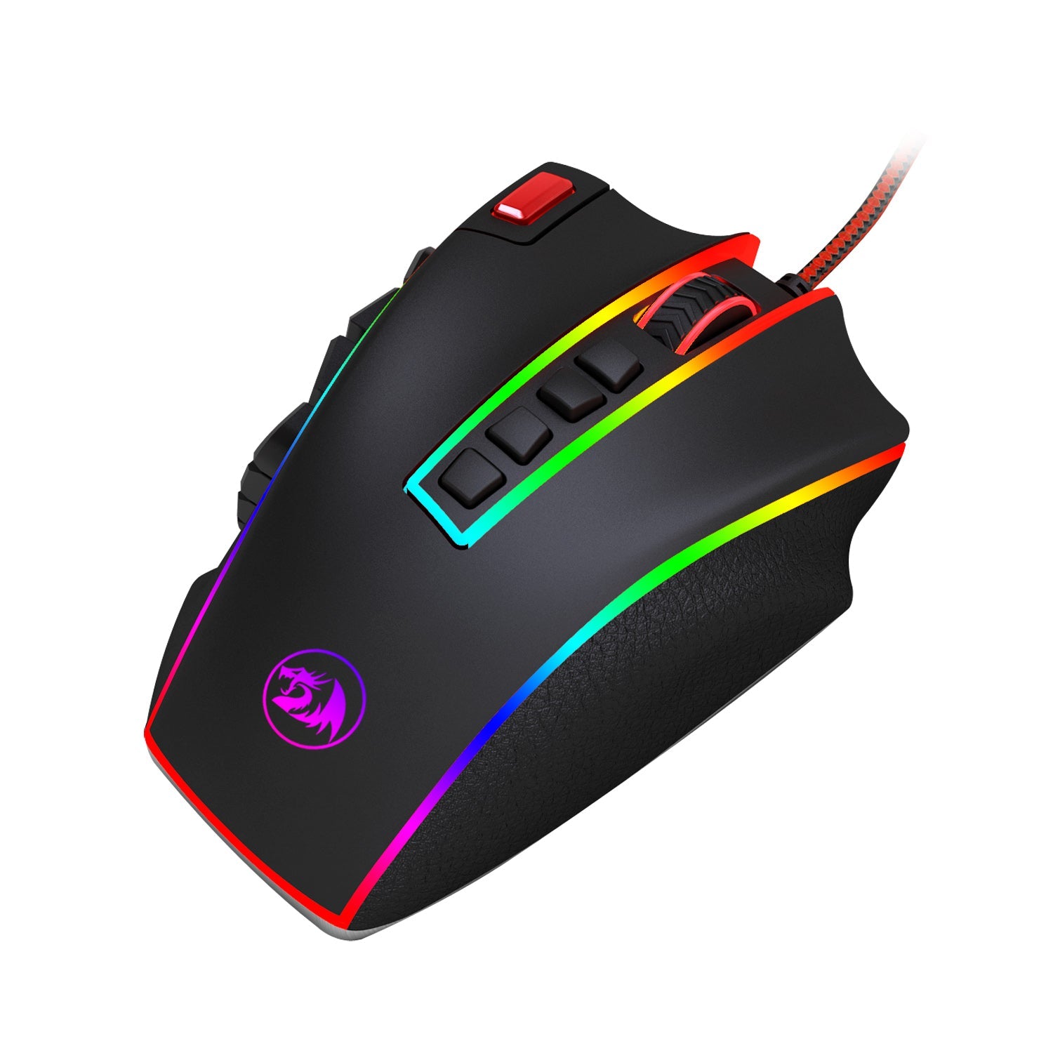 Tetikus Permainan MMO Redragon M990, Tetikus Gamer RGB Berwayar Berketepatan Tinggi 32000 DPI dengan 23 Butang Boleh Atur Cara, 16 Kekunci Makro Sisi, Sokongan Perisian, Tapak Aluminium