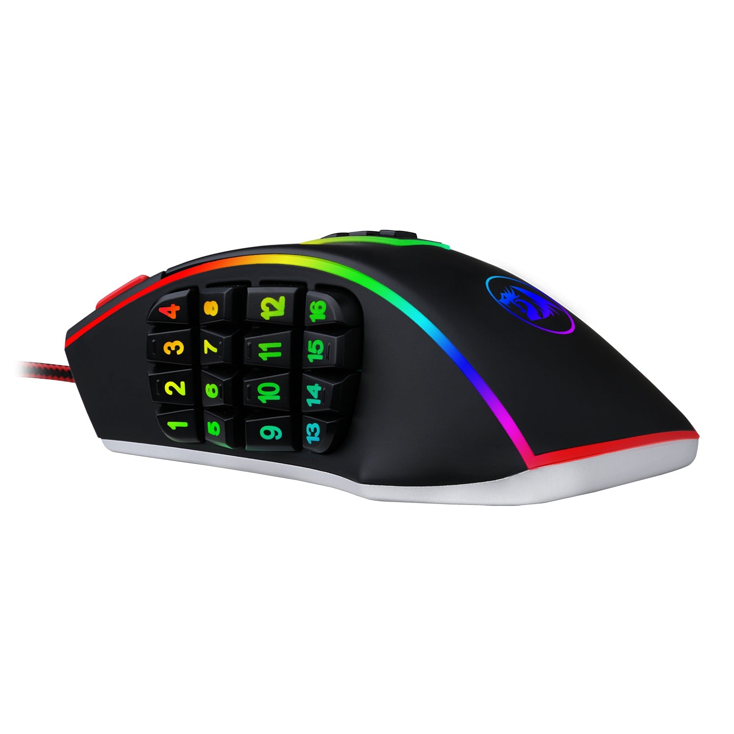 Tetikus Permainan MMO Redragon M990, Tetikus Gamer RGB Berwayar Berketepatan Tinggi 32000 DPI dengan 23 Butang Boleh Atur Cara, 16 Kekunci Makro Sisi, Sokongan Perisian, Tapak Aluminium