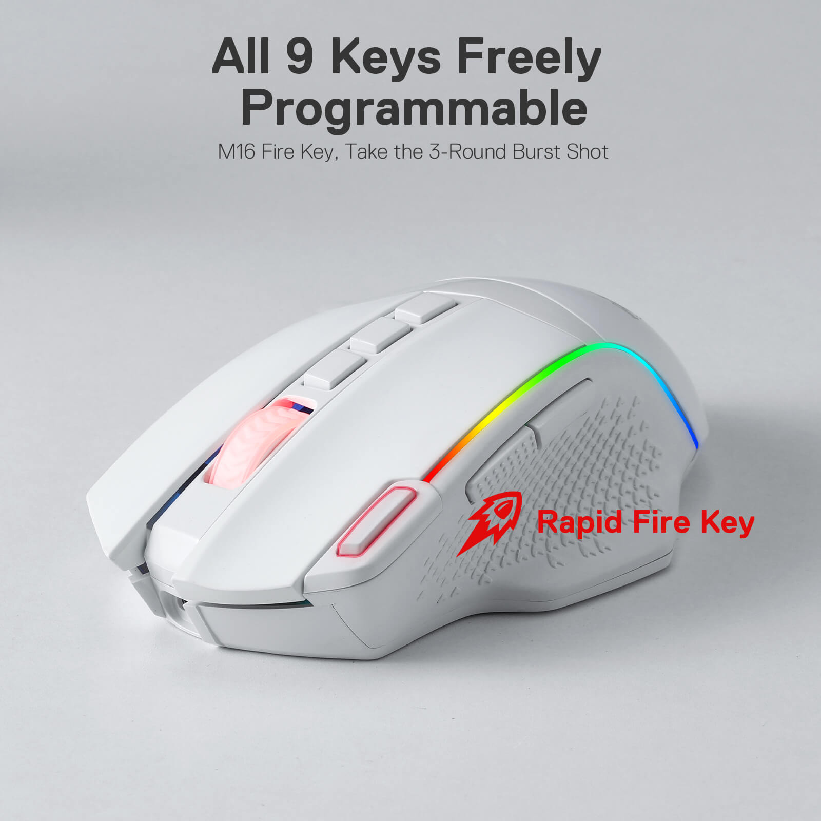 Tetikus Permainan Wayarles Redragon M991, Tetikus Permainan Berwayar/Wayarles 19000 DPI dengan Kunci Tembakan Pantas