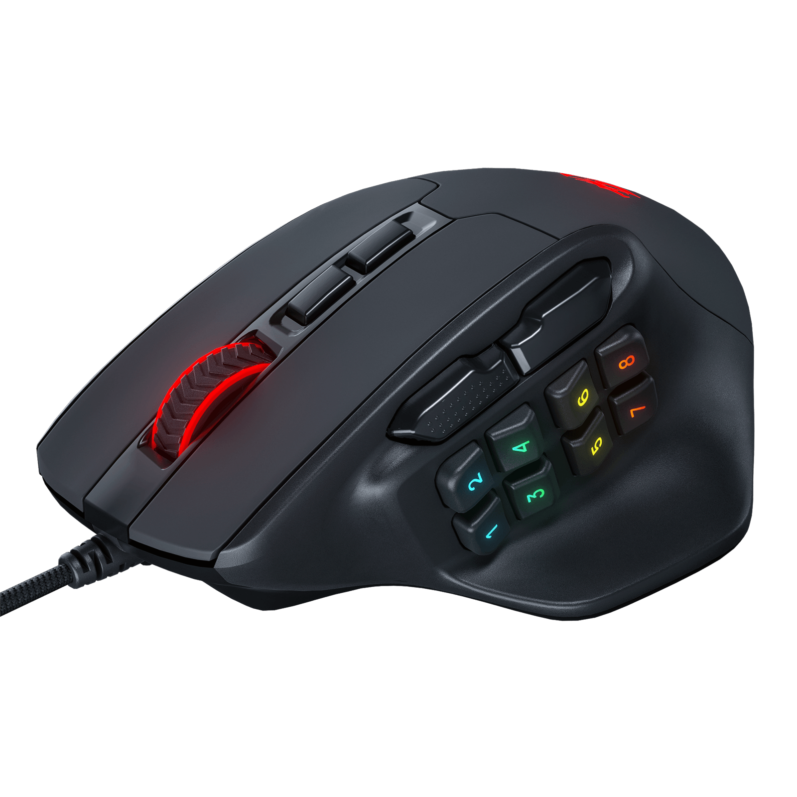 Tetikus Permainan MMO Redragon M811 Aatrox, Tetikus Gamer RGB Berwayar 15 Butang Boleh Atur Cara dengan Binaan Cengkaman Semulajadi Ergonomik, 10 Kekunci Makro Sisi, Perisian Menyokong Ikatan Kekunci & Lampu Belakang DIY