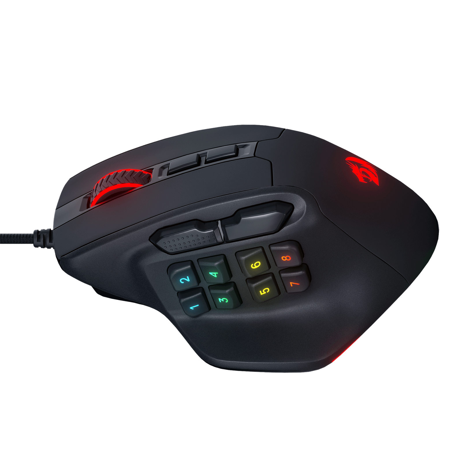Tetikus Permainan MMO Redragon M811 Aatrox, Tetikus Gamer RGB Berwayar 15 Butang Boleh Atur Cara dengan Binaan Cengkaman Semulajadi Ergonomik, 10 Kekunci Makro Sisi, Perisian Menyokong Ikatan Kekunci & Lampu Belakang DIY