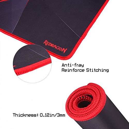 Redragon P012 Pad Tetikus dengan Tepi Berjahit, Tikar Tetikus Bertekstur Premium, Pad Tetikus Tapak Getah Tidak Licin untuk Komputer Riba, Komputer & PC, 12.8 x10 x0.11 inci