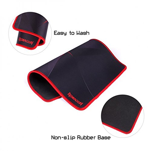 Redragon P012 Pad Tetikus dengan Tepi Berjahit, Tikar Tetikus Bertekstur Premium, Pad Tetikus Tapak Getah Tidak Licin untuk Komputer Riba, Komputer & PC, 12.8 x10 x0.11 inci