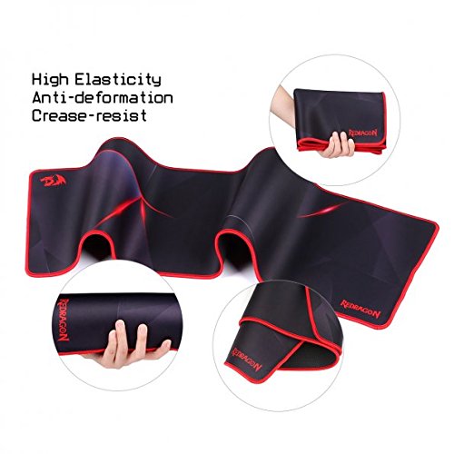 Redragon P015 Pad Tetikus Lanjutan Besar XXL, dengan Tepi Berjahit, Tikar Tetikus Bertekstur Premium, Pad Tetikus Komputer Kain Tapak Getah Tidak Licin Kalis Air, 35.8 x 11.8 x 0.11 inci
