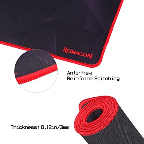Redragon P015 Pad Tetikus Lanjutan Besar XXL, dengan Tepi Berjahit, Tikar Tetikus Bertekstur Premium, Pad Tetikus Komputer Kain Tapak Getah Tidak Licin Kalis Air, 35.8 x 11.8 x 0.11 inci