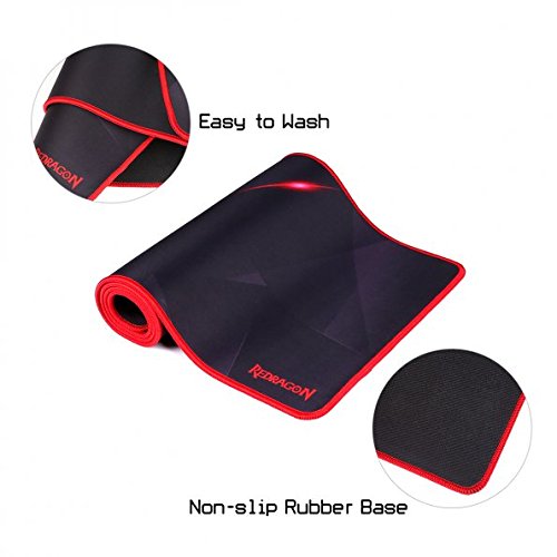 Redragon P015 Pad Tetikus Lanjutan Besar XXL, dengan Tepi Berjahit, Tikar Tetikus Bertekstur Premium, Pad Tetikus Komputer Kain Tapak Getah Tidak Licin Kalis Air, 35.8 x 11.8 x 0.11 inci
