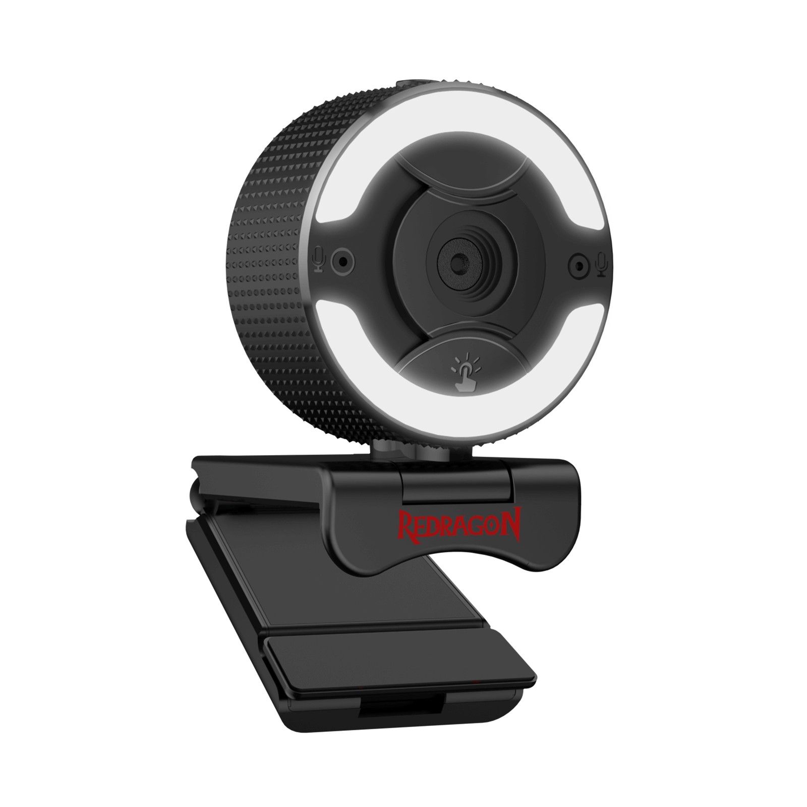 Redragon GW910 1080P Kamera Web PC dengan Dwi Mikrofon, Lampu Lingkaran Boleh Laras, Zum Digital & Penutup Privasi - Kamera Web Komputer USB 2.0 - 30 FPS untuk Kursus Dalam Talian, Persidangan Video, Penstriman