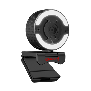 Redragon GW910 1080P Kamera Web PC dengan Dwi Mikrofon, Lampu Lingkaran Boleh Laras, Zum Digital & Penutup Privasi - Kamera Web Komputer USB 2.0 - 30 FPS untuk Kursus Dalam Talian, Persidangan Video, Penstriman