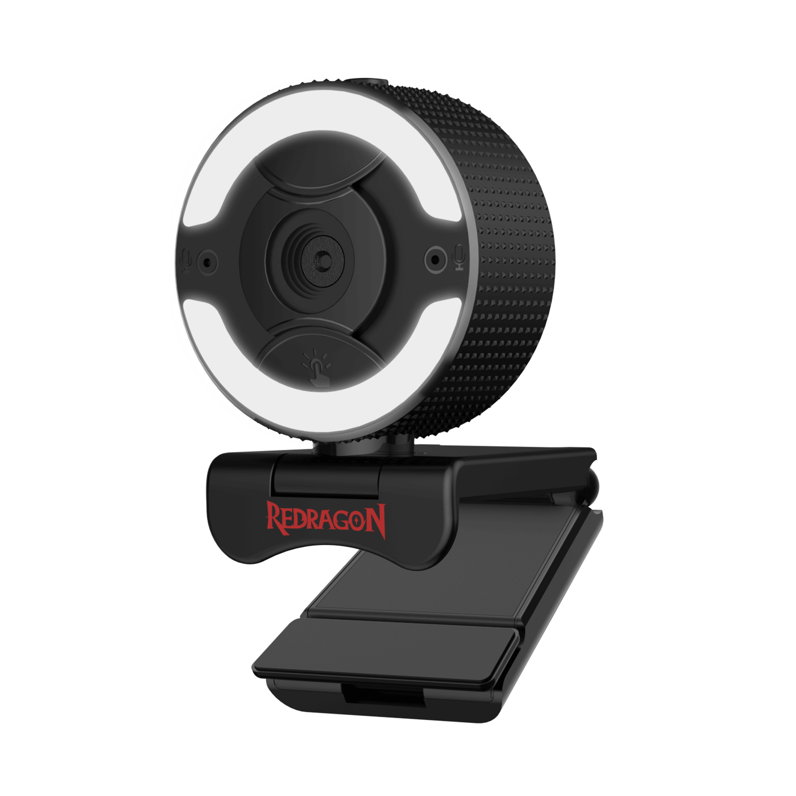 Redragon GW910 1080P Kamera Web PC dengan Dwi Mikrofon, Lampu Lingkaran Boleh Laras, Zum Digital & Penutup Privasi - Kamera Web Komputer USB 2.0 - 30 FPS untuk Kursus Dalam Talian, Persidangan Video, Penstriman