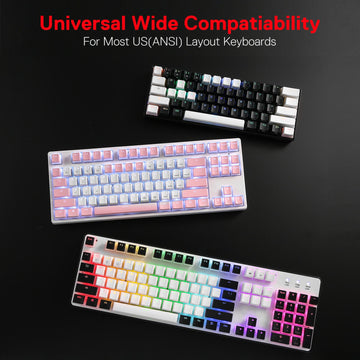 Redragon A130 Pudding Keycaps, Set Keycap PBT Doubleshot 104 Kekunci Standard dengan Lapisan Lut Sinar untuk Papan Kekunci Mekanikal, Profil OEM, Tatatur ANSI Bahasa Inggeris (AS)