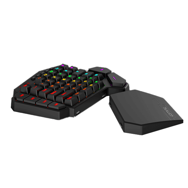 Papan Kekunci Mekanikal Satu Tangan Wayarles Redragon K585 DITI, Pad Kekunci Permainan RGB 40% 2.4Ghz 42 Kekunci dengan 7 Kekunci Makro Onboard, Sokongan Pergelangan Tangan Boleh Tanggal, Bateri 3000 mAh