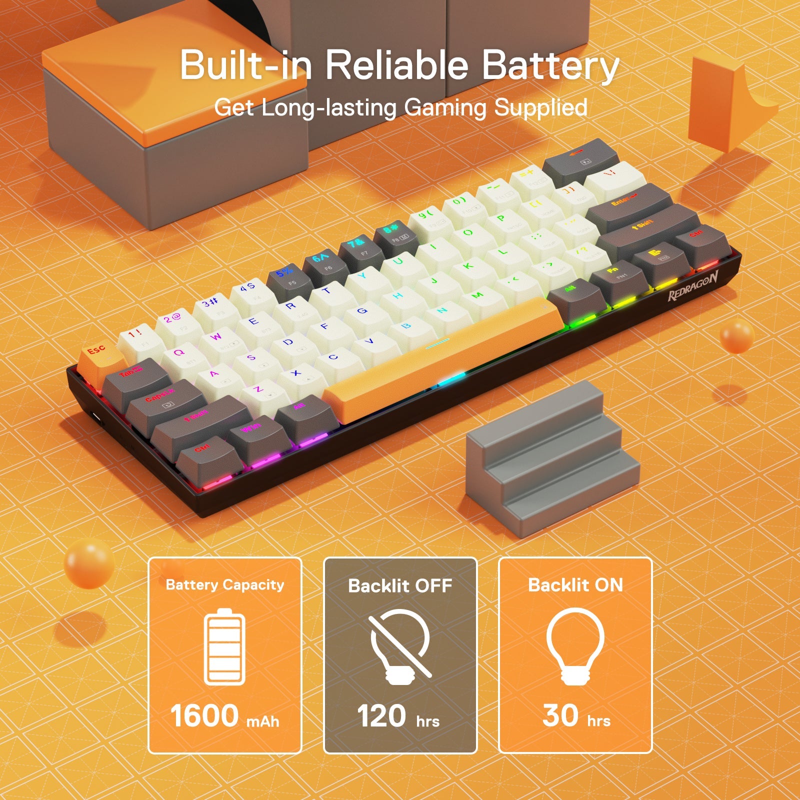 Papan Kekunci Permainan RGB Wayarles 3-Mod 65% Redragon K644 SE, Papan Kekunci Mekanikal Padat Boleh Tukar Panas 61 Kekunci dengan Soket PCB Boleh Tukar Panas yang Dinaik Taraf & Saiz 1.2X Lebih Besar yang Kreatif, Suis Linear Merah Senyap