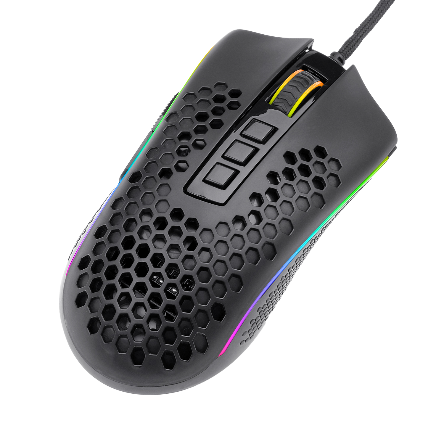 Tetikus Permainan RGB Ringan Redragon M808 Storm, Cengkerang Sarang Lebah Ultraringan 85g
