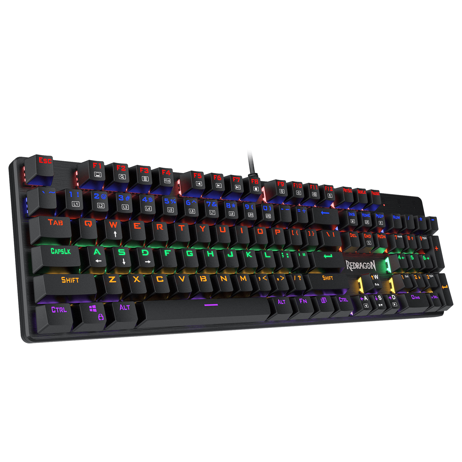 Papan Kekunci Permainan Redragon K608 Valheim Rainbow, Papan Kekunci Mekanikal NKRO 104 Kekunci