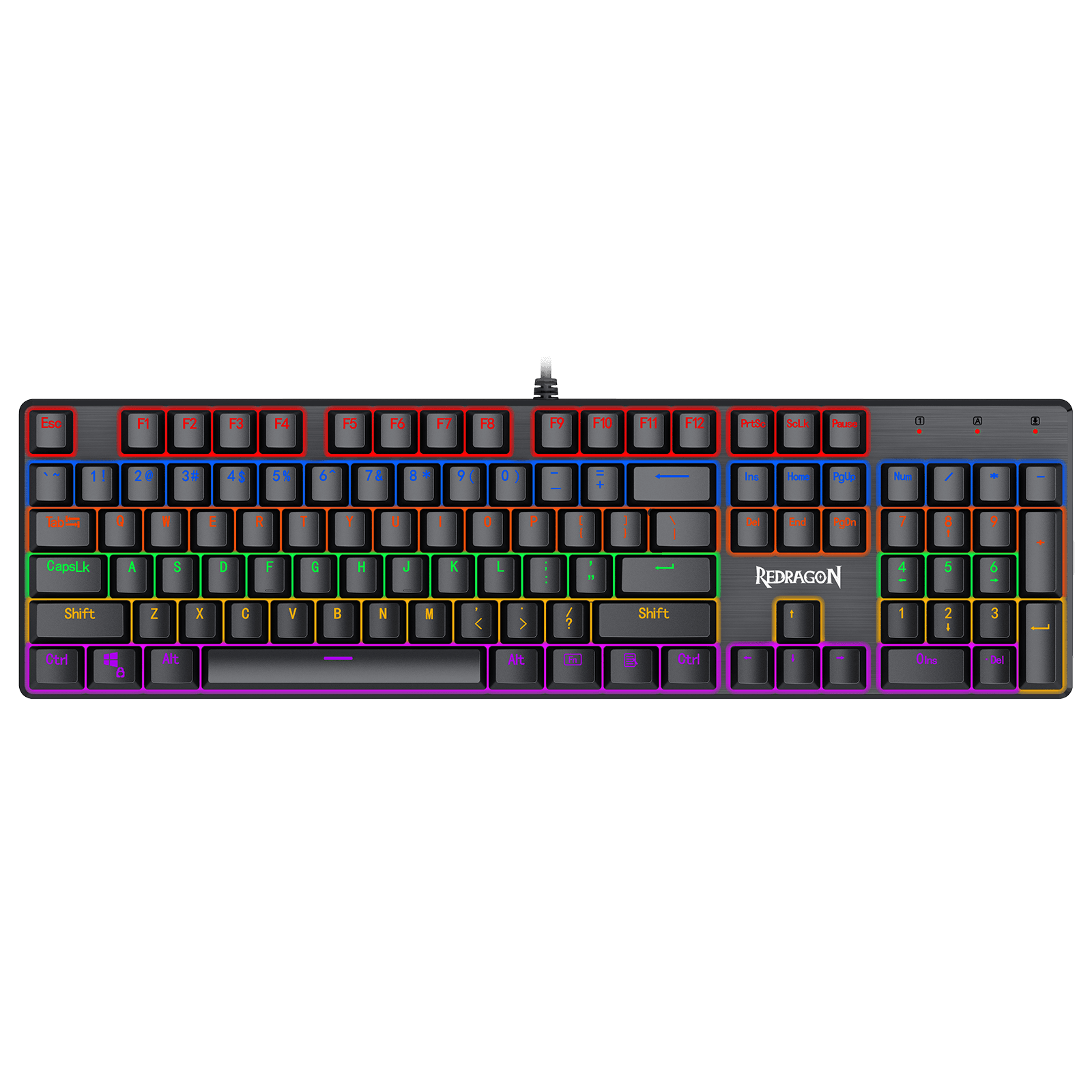 Papan Kekunci Permainan Redragon K608 Valheim Rainbow, Papan Kekunci Mekanikal NKRO 104 Kekunci
