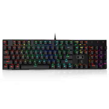 Papan Kekunci Permainan Mekanikal Berwayar Lampu Latar LED RGB Suis Merah Redragon K556, Tapak Aluminium, 104 Kekunci Standard