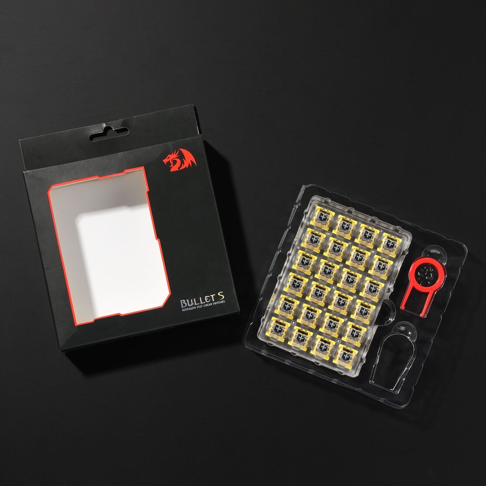 Suis Mekanikal Sentuhan Redragon A113 Bullet-S, Suis Boleh Tukar Panas Boleh DIY untuk Papan Kekunci, Mod Suis Berbunyi, 50 Juta Klik (24 unit Suis, Penarik Kekunci + Suis)
