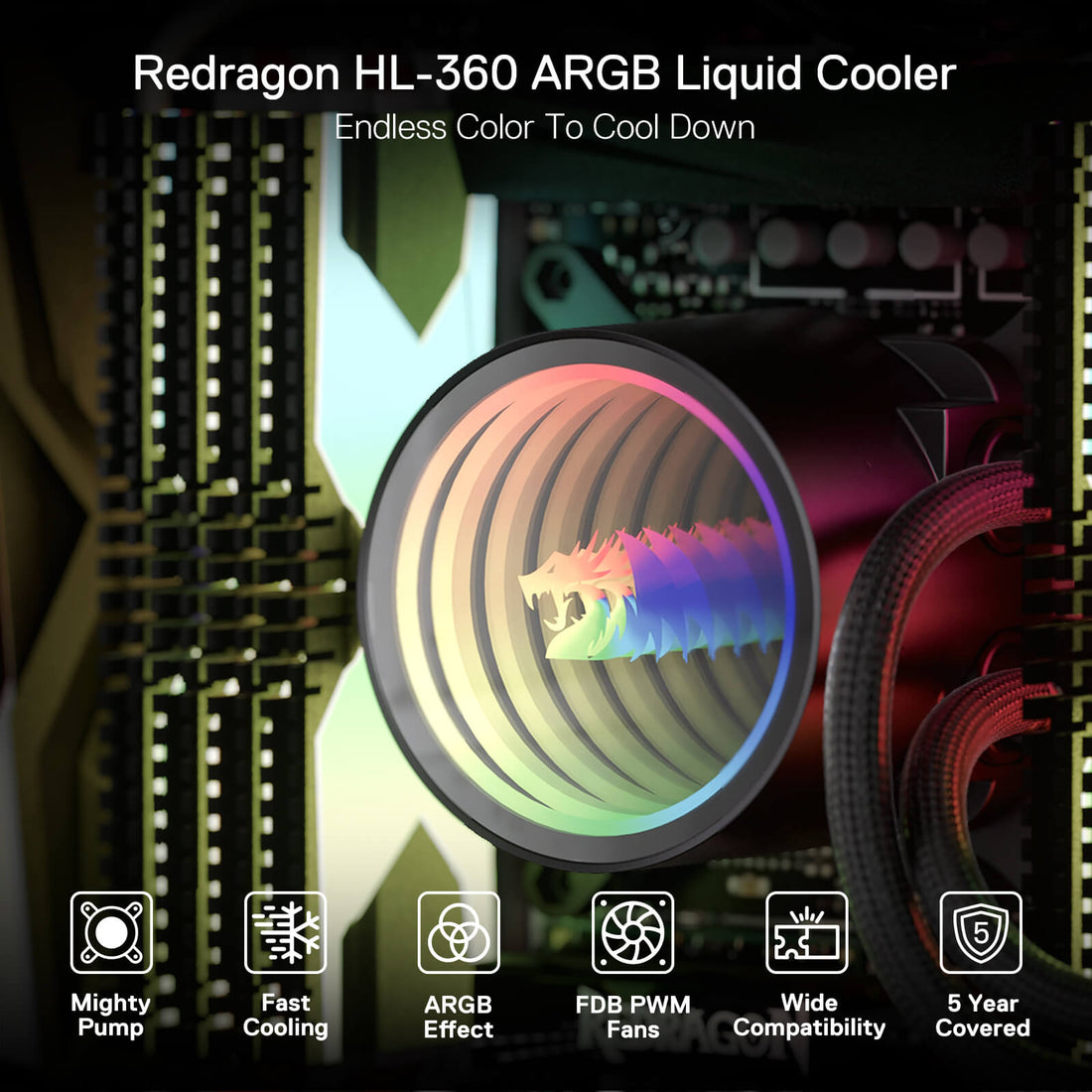 Sistem Penyejuk Cecair ARGB Redragon HL240/HL360