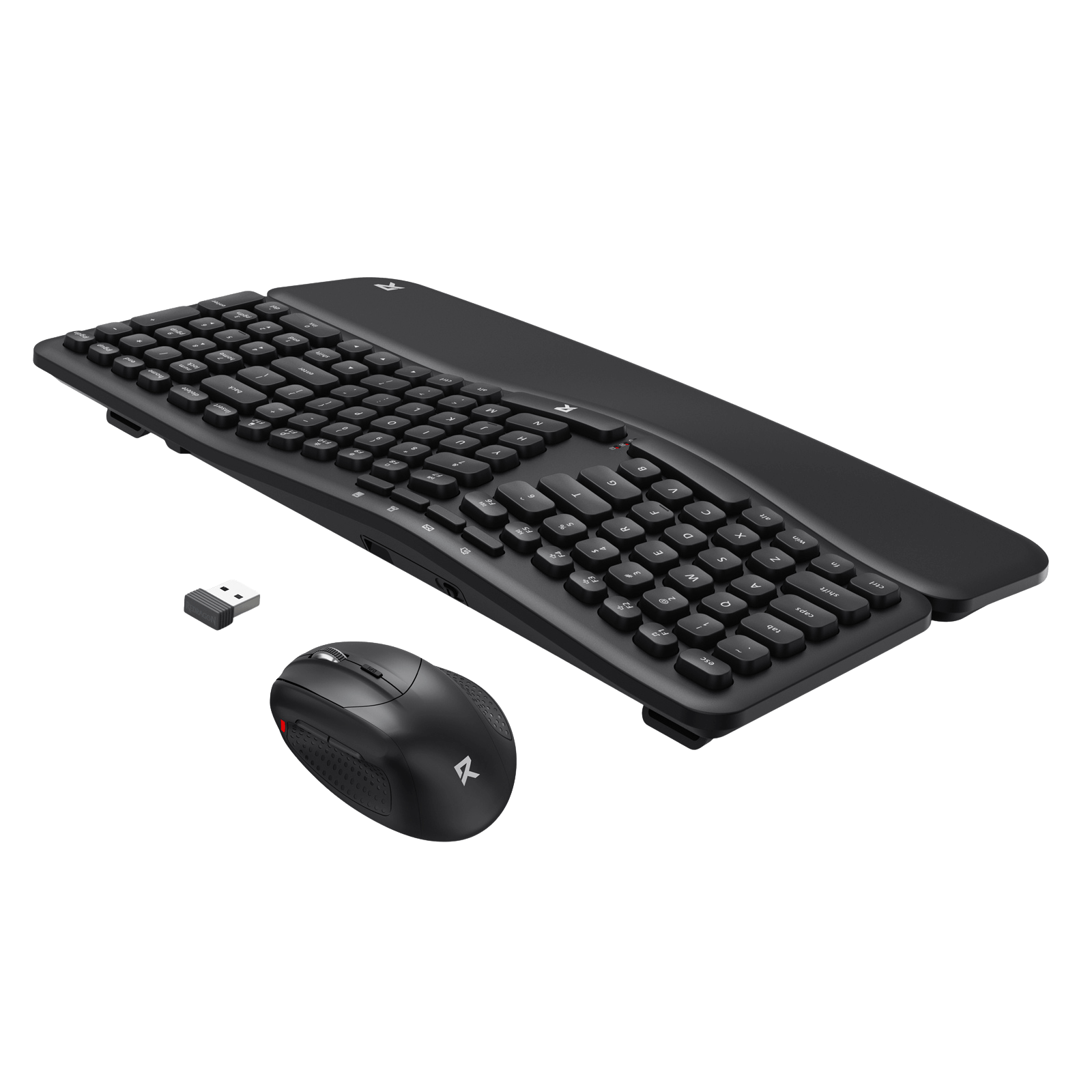 Black keyboard and mouse set on a white background