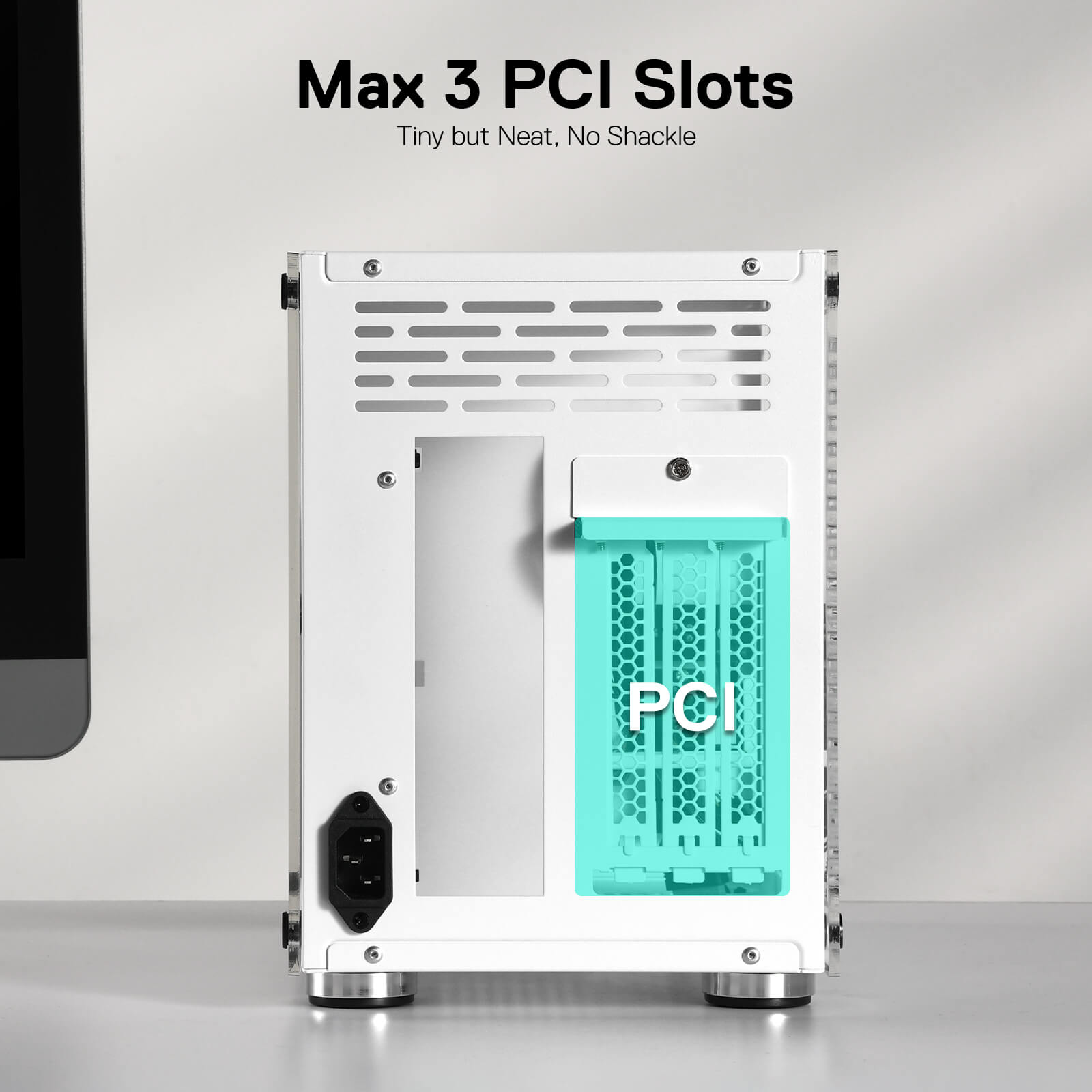 Sarung PC Permainan Redragon EB211 Mini-ITX, Casing Komputer Faktor Bentuk Kecil dengan Panel Telus Akrilik Sarang Lebah Berventilasi, GPU Tiga Slot dan Kebolehcapaian 360 Darjah, Putih