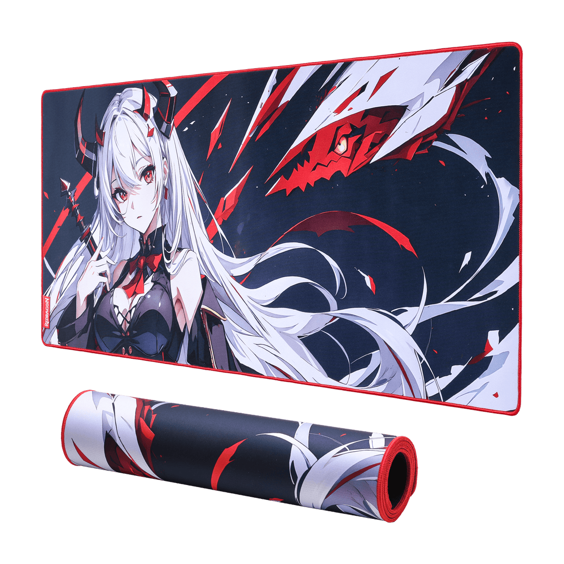 Redragon EISA P047 Anime Black Gaming Mouse Pad - Smooth Lycra Surface, Anti-Slip Rubber Base, Spill-Resistant, Durable 3mm Thick Design, Available in Small (13x10 in) & Large (35x16 in), Computer Mouse Mat, Extended Desk Pad,  Perfect for Gaming & Work, Pairs with EISA K1NG M916 PRO Mouse
