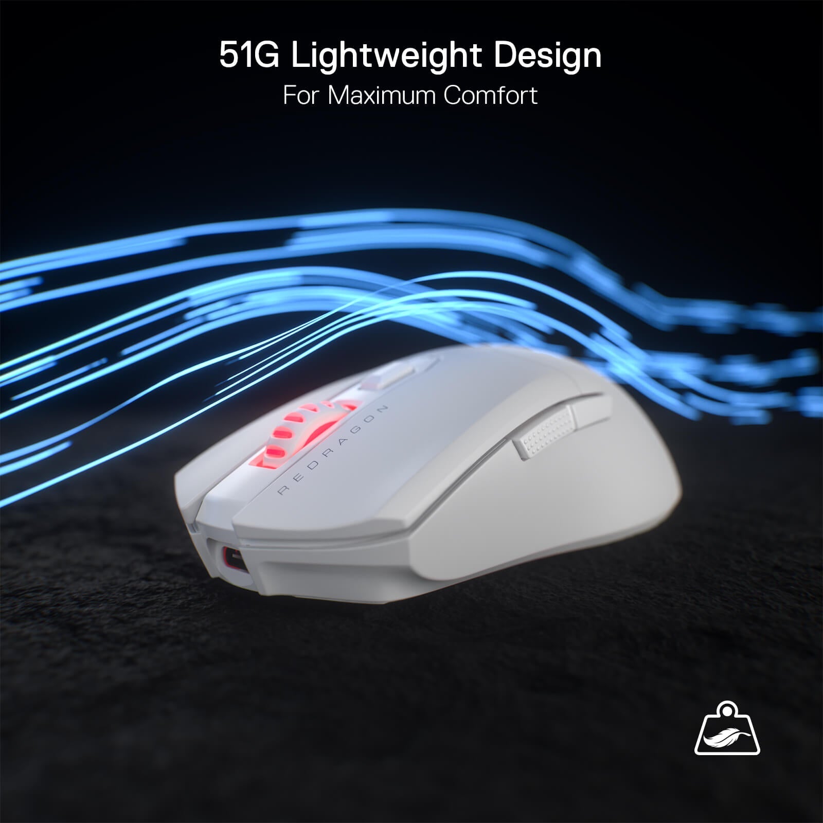 Redragon M995 Wireless Gaming Mouse, 26000 DPI Wired/Wireless Gamer Mouse w/ 3-Mode Connection, BT & 2.4G Wireless, 6 Macro Buttons, Durable Power Capacity for PC/Mac/Laptop