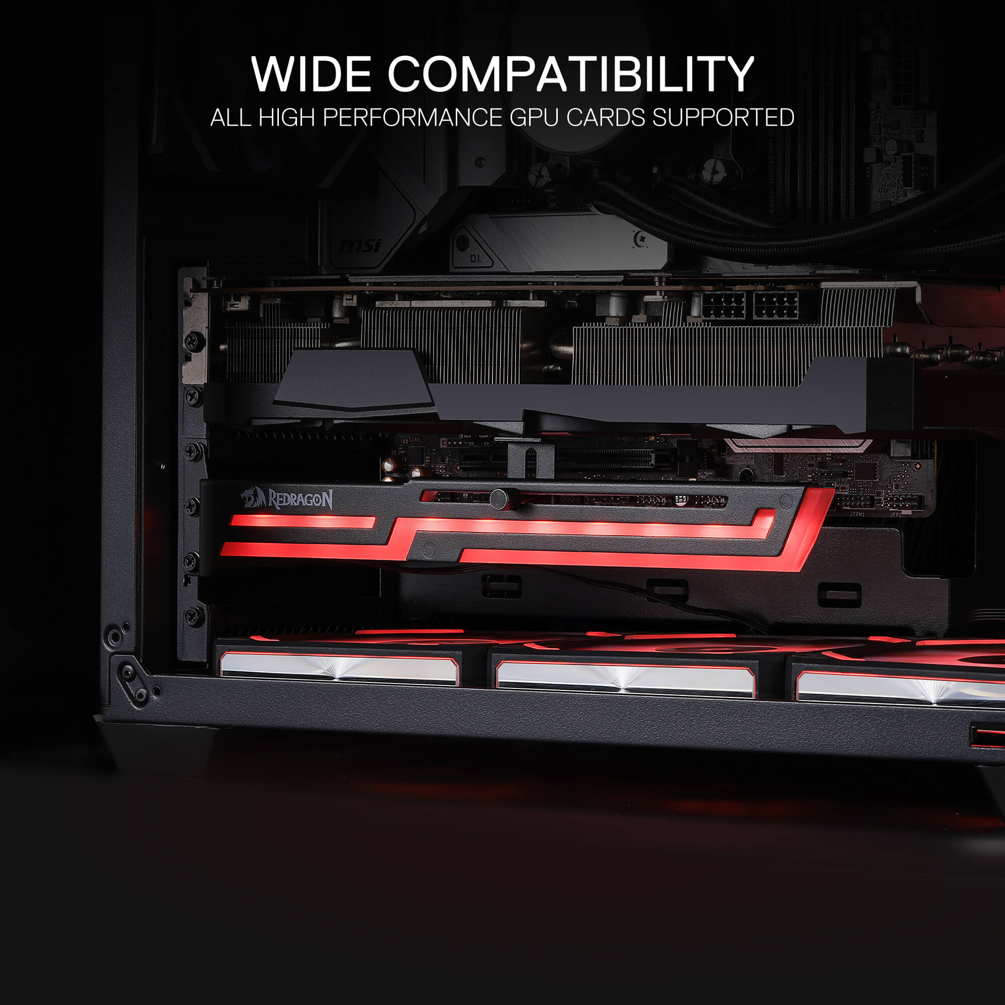 Redragon GCP03 ARGB GPU Support Bracket, 5V 3pin ARGB Graphics Card Holder, Video Card Sag Holder, Adjustable Length and Height Brace Support