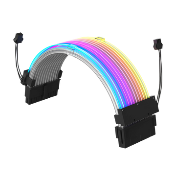 Redragon GCP06 RGB Power Extension Cable - 24 Pin ATX Power Supply Cable, 5V 3 Pin ARGB Sync, 20CM Length with Cable Combs, Customized Power Supply Mod Sleeve Extension Cable