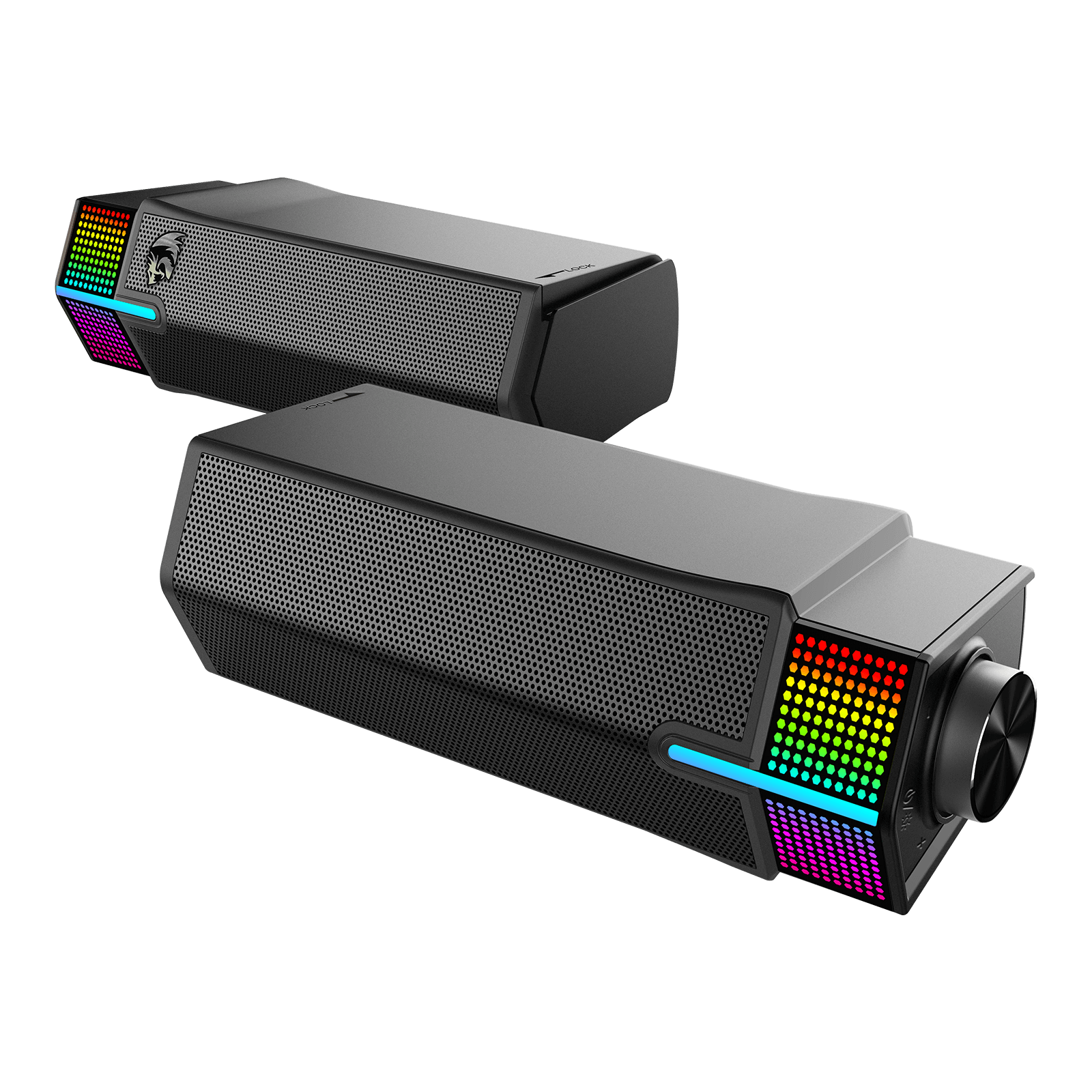 Pembesar Suara Desktop RGB Wayarles Redragon GS511, Bar Bunyi PC Gaming 2.0 dengan BT 5.3/Mod USB, Reka Bentuk Dwi-Main, Bunyi Stereo dan Bes yang Kaya, Lampu Latar RGB & Kawalan Semua-dalam-satu, Dikuasakan USB