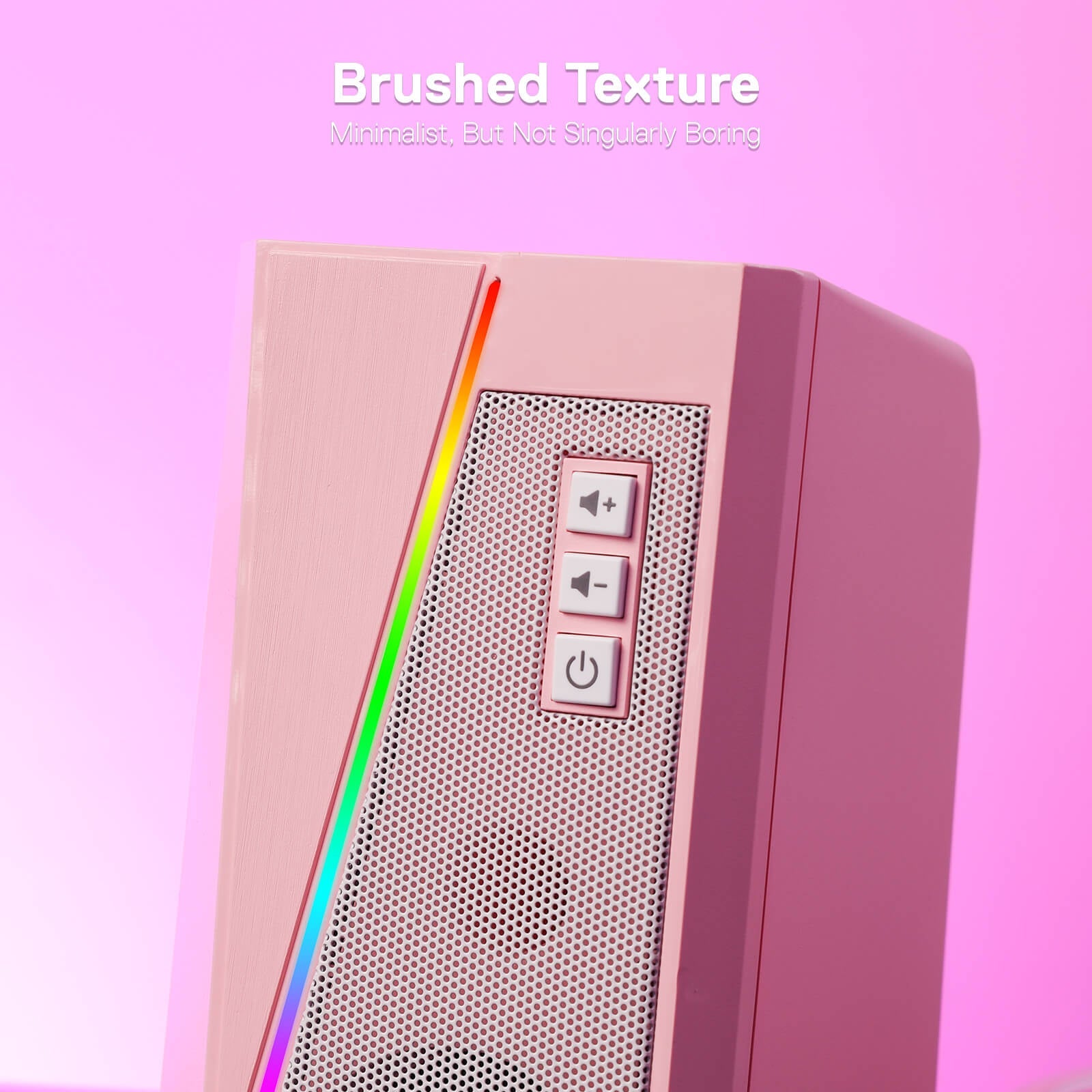Pembesar Suara Desktop RGB Redragon GS520, Pembesar Suara Stereo Komputer PC 2.0 Saluran dengan 6 Mod LED Berwarna-warni, Bunyi Dipertingkat dan Kawalan Kelantangan Mudah Akses, Berkuasa USB dengan Kabel 3.5mm, Merah Jambu