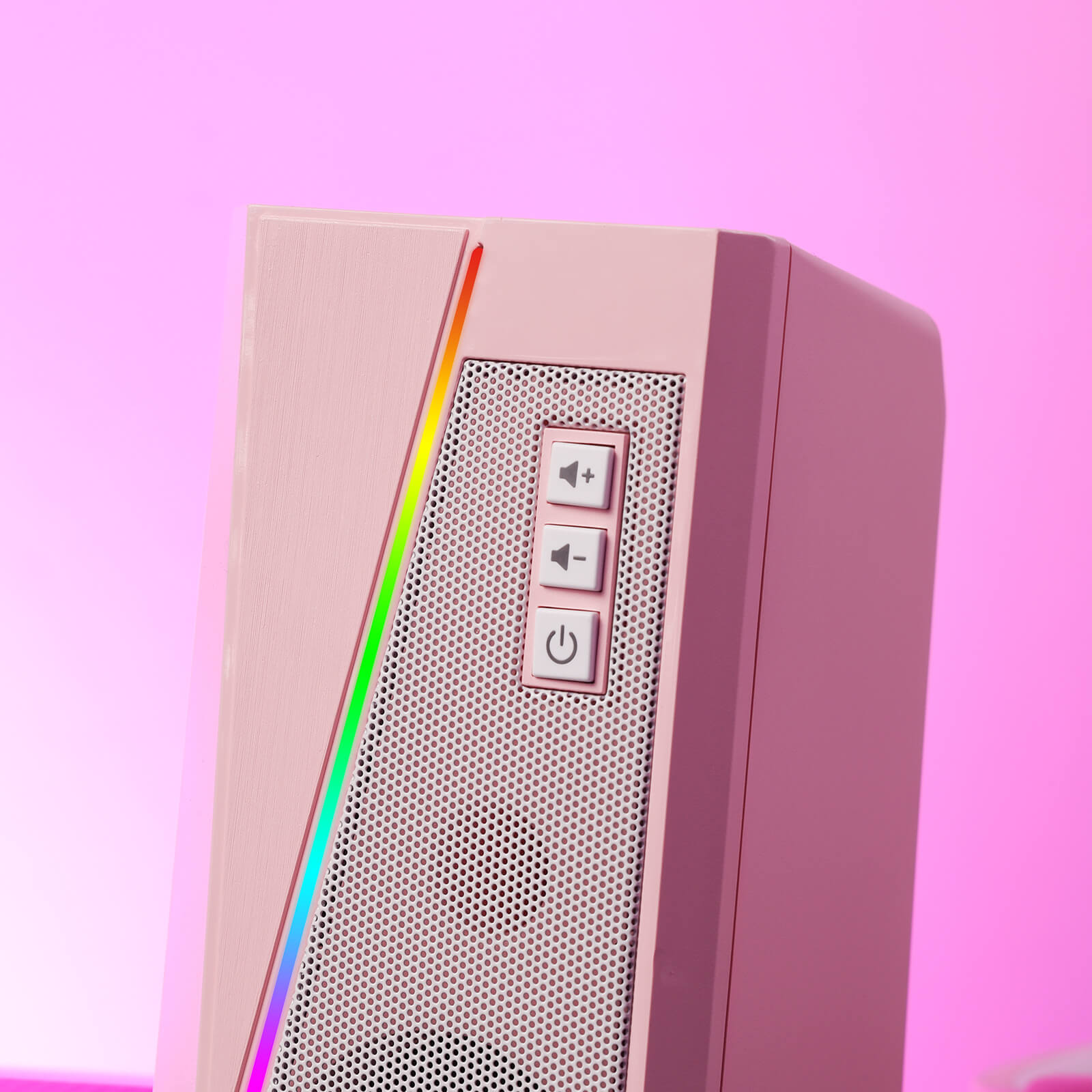Pembesar Suara Desktop RGB Redragon GS520, Pembesar Suara Stereo Komputer PC 2.0 Saluran dengan 6 Mod LED Berwarna-warni, Bunyi Dipertingkat dan Kawalan Kelantangan Mudah Akses, Berkuasa USB dengan Kabel 3.5mm, Merah Jambu