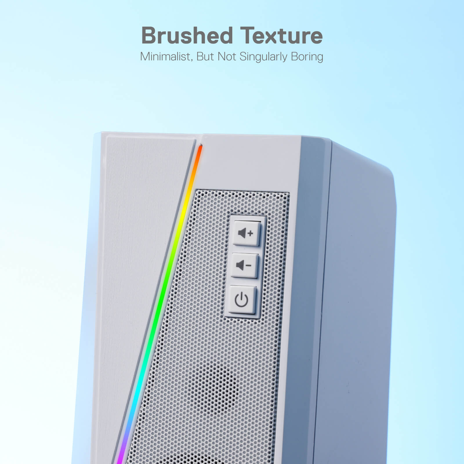 Redragon GS520 Pembesar Suara Desktop RGB, Pembesar Suara Stereo Komputer PC 2.0 Saluran dengan 6 Mod LED Berwarna-warni, Bunyi Dipertingkat dan Kawalan Kelantangan Akses Mudah, Dikuasakan USB dengan Kabel 3.5mm, Putih