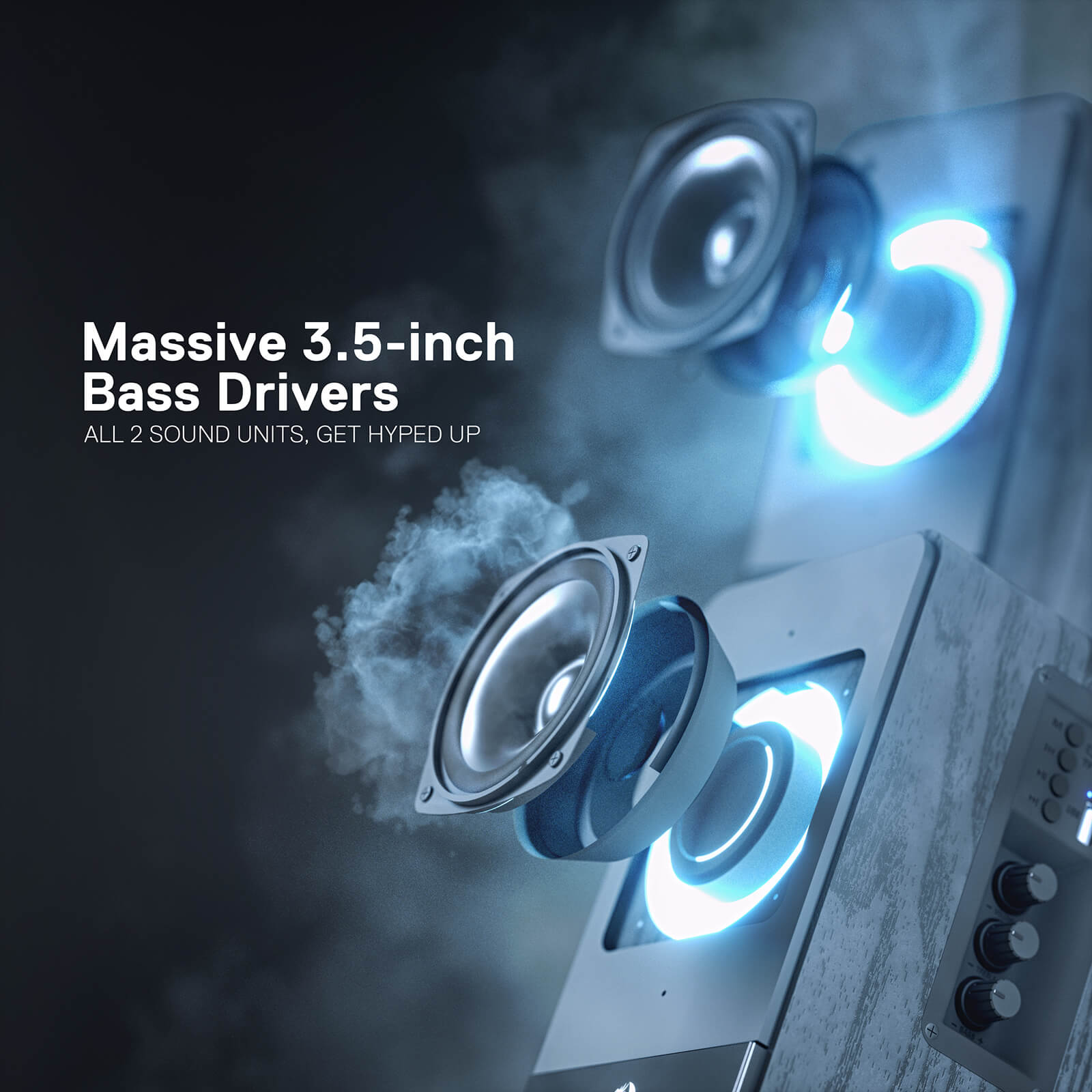 Pembesar Suara Meja Tanpa Wayar Redragon GS813, Pembesar Suara Rak Buku 2.0 Saluran dengan Output 20W Berkuasa, Sambungan BT 5.0/3.5mm AUX, Kawalan Tombol Bes/Treble yang Dipertingkatkan dan Kad TF/Pemacu Kilat USB Disokong