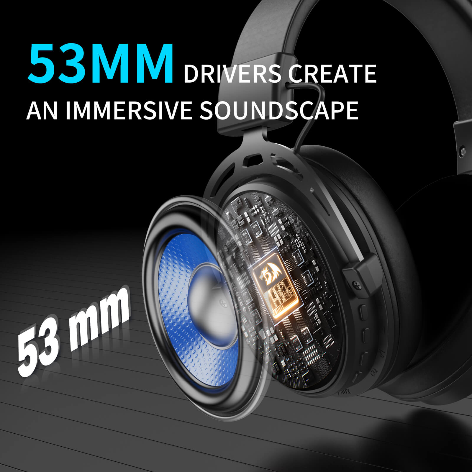 Redragon H375 Wired Gaming Headset, 53mm Drivers 7.1 Surround Sound, Detachable Noise Cancelling Mic, USB Computer Headset with RGB, Lightweight Design for PC/Laptop/PS4