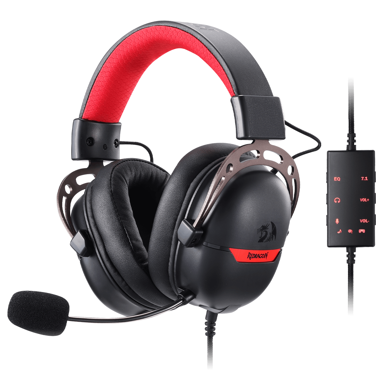 Redragon H376 Aurora Wired Gaming Headset, Virtual 7.1 Surround Sound, 40mm Drivers, in-line Control with EQ Mode, Over-Ear Headphones Works for PC/PS5/NS