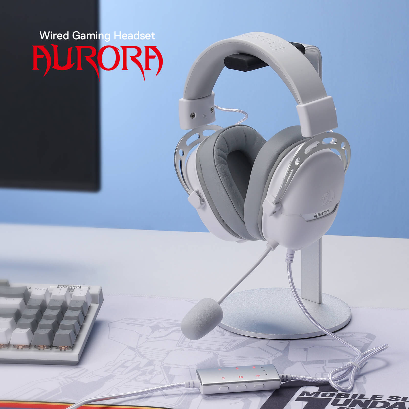 Redragon H376 Aurora Wired Gaming Headset, Virtual 7.1 Surround Sound, 40mm Drivers, in-line Control with EQ Mode, Over-Ear Headphones Works for PC/PS5/NS