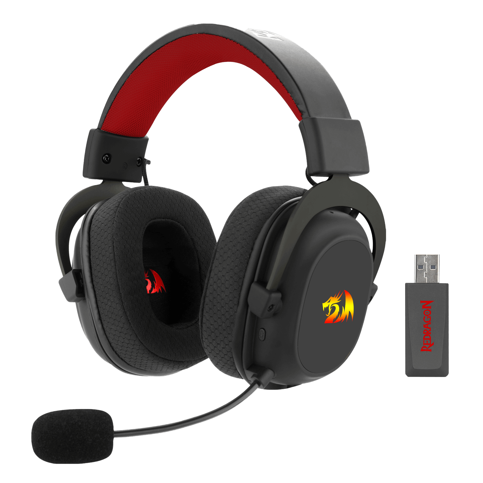 Set Kepala Permainan Wayarles RGB Redragon H510 Zeus-X - Bunyi Keliling 7.1 - Pemacu Audio 53MM dalam Pelapik Telinga Buih Memori dengan Penutup Fabrik Tahan Lama - Fon Kepala Pelbagai Platform - Berkuasa USB untuk PC/PS4/NS
