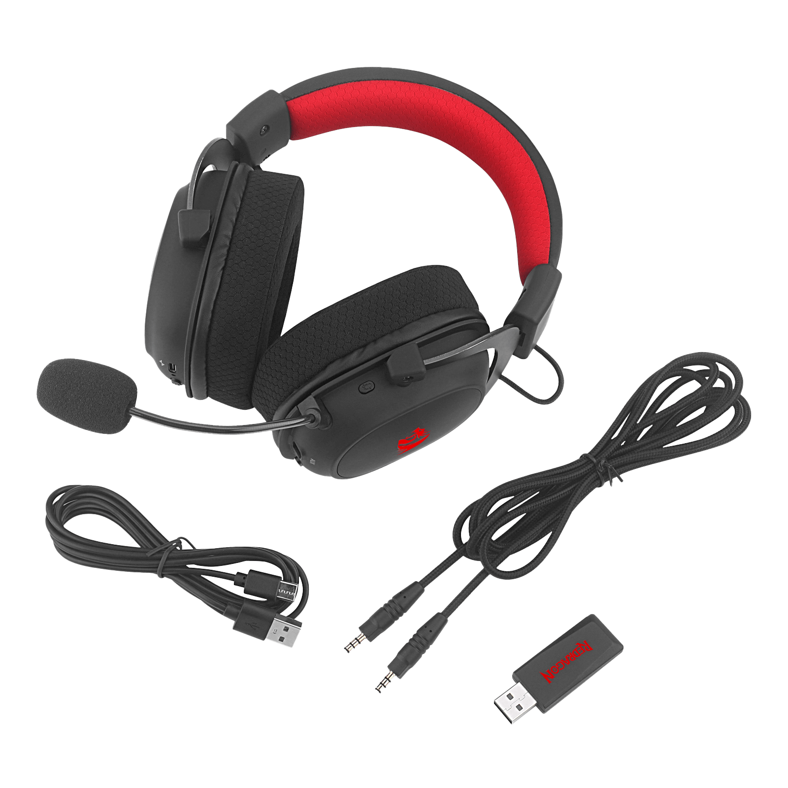 Set Kepala Permainan Wayarles RGB Redragon H510 Zeus-X - Bunyi Keliling 7.1 - Pemacu Audio 53MM dalam Pelapik Telinga Buih Memori dengan Penutup Fabrik Tahan Lama - Fon Kepala Pelbagai Platform - Berkuasa USB untuk PC/PS4/NS
