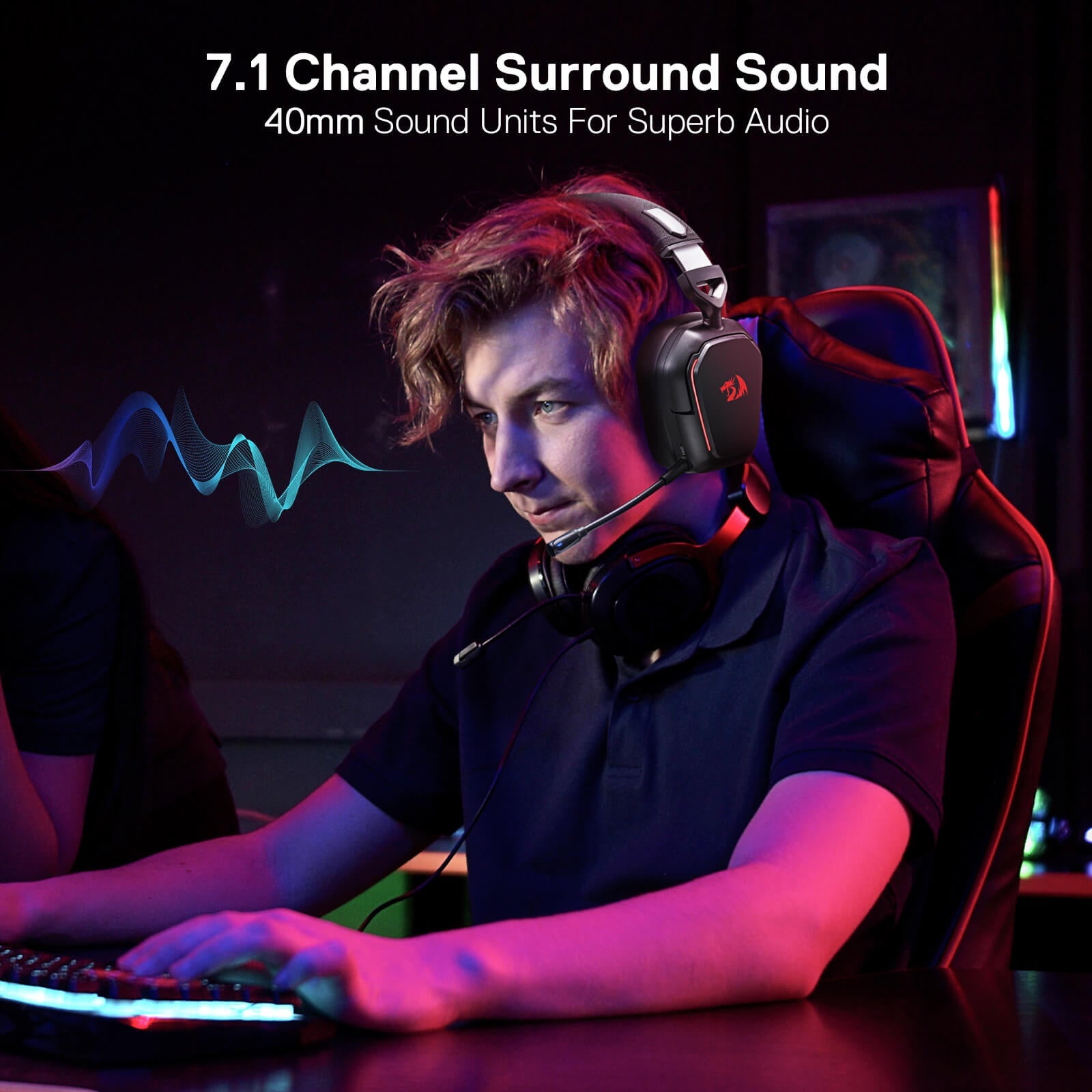 Redragon H868 3-Mode Wireless 7.1 Surround Sound RGB Gaming Headset