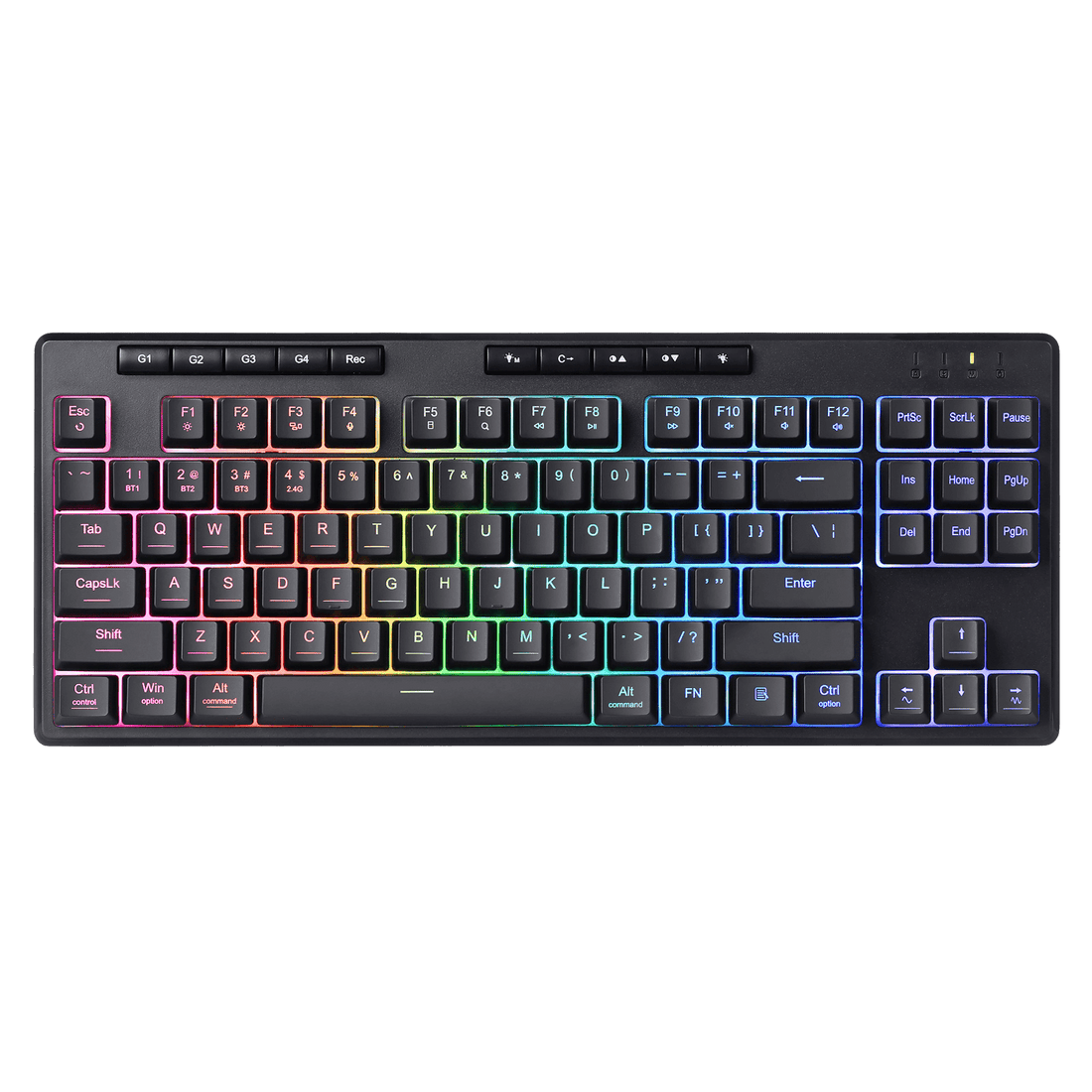 Redragon K516 PRO Shiva TKL RGB Wireless Membrane Gaming Keyboard, 87 Keys Mechanical-Feel Keyboard w/Smooth Linear Switch, On-Board Macro & Multimedia Keys, 16.8M RGB Backlit, Software Supported