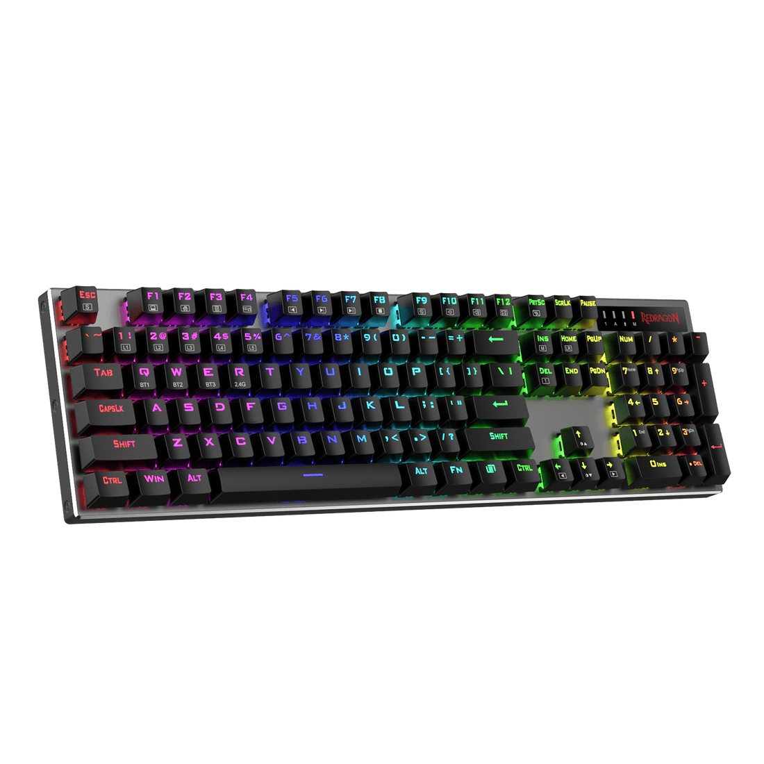 Papan Kekunci Gaming RGB Wayarles Dinaik Taraf Redragon K556 PRO, Papan Kekunci Mekanikal Aluminium Tri-Mod BT/2.4Ghz dengan Sambungan Tanpa Lengah, Suis Merah Senyap Linear Boleh Tukar Panas