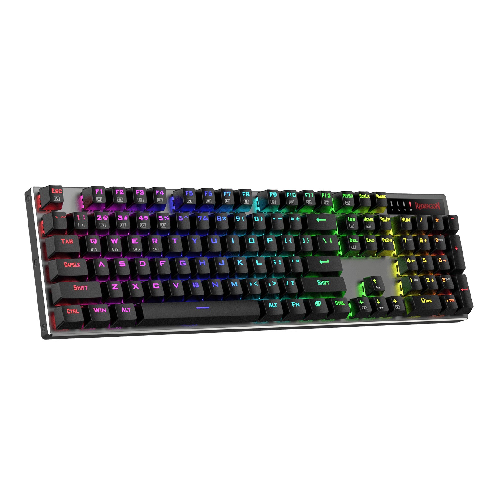 Papan Kekunci Gaming RGB Wayarles Dinaik Taraf Redragon K556 PRO, Papan Kekunci Mekanikal Aluminium Tri-Mod BT/2.4Ghz dengan Sambungan Tanpa Lengah, Suis Merah Senyap Linear Boleh Tukar Panas