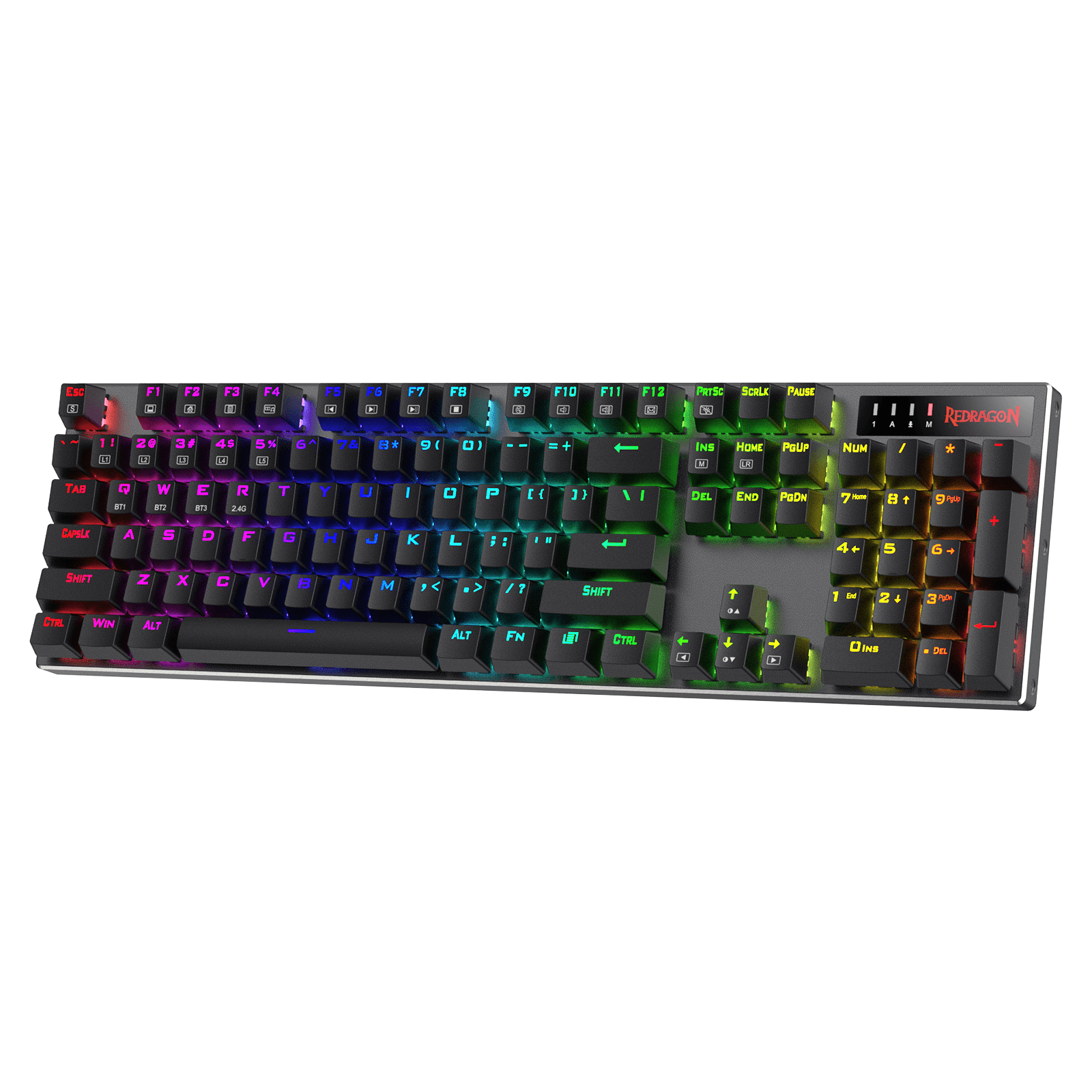 Papan Kekunci Gaming RGB Wayarles Dinaik Taraf Redragon K556 PRO, Papan Kekunci Mekanikal Aluminium Tri-Mod BT/2.4Ghz dengan Sambungan Tanpa Lengah, Suis Merah Senyap Linear Boleh Tukar Panas