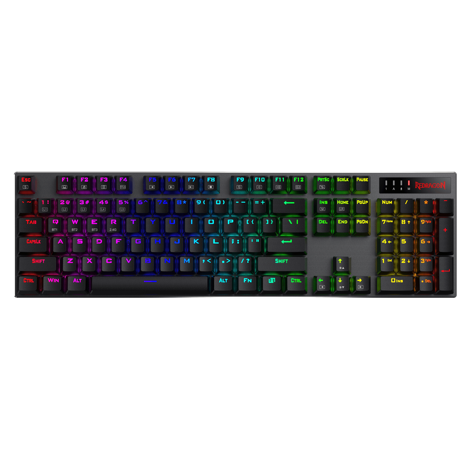 Papan Kekunci Gaming RGB Wayarles Dinaik Taraf Redragon K556 PRO, Papan Kekunci Mekanikal Aluminium Tri-Mod BT/2.4Ghz dengan Sambungan Tanpa Lengah, Suis Merah Senyap Linear Boleh Tukar Panas