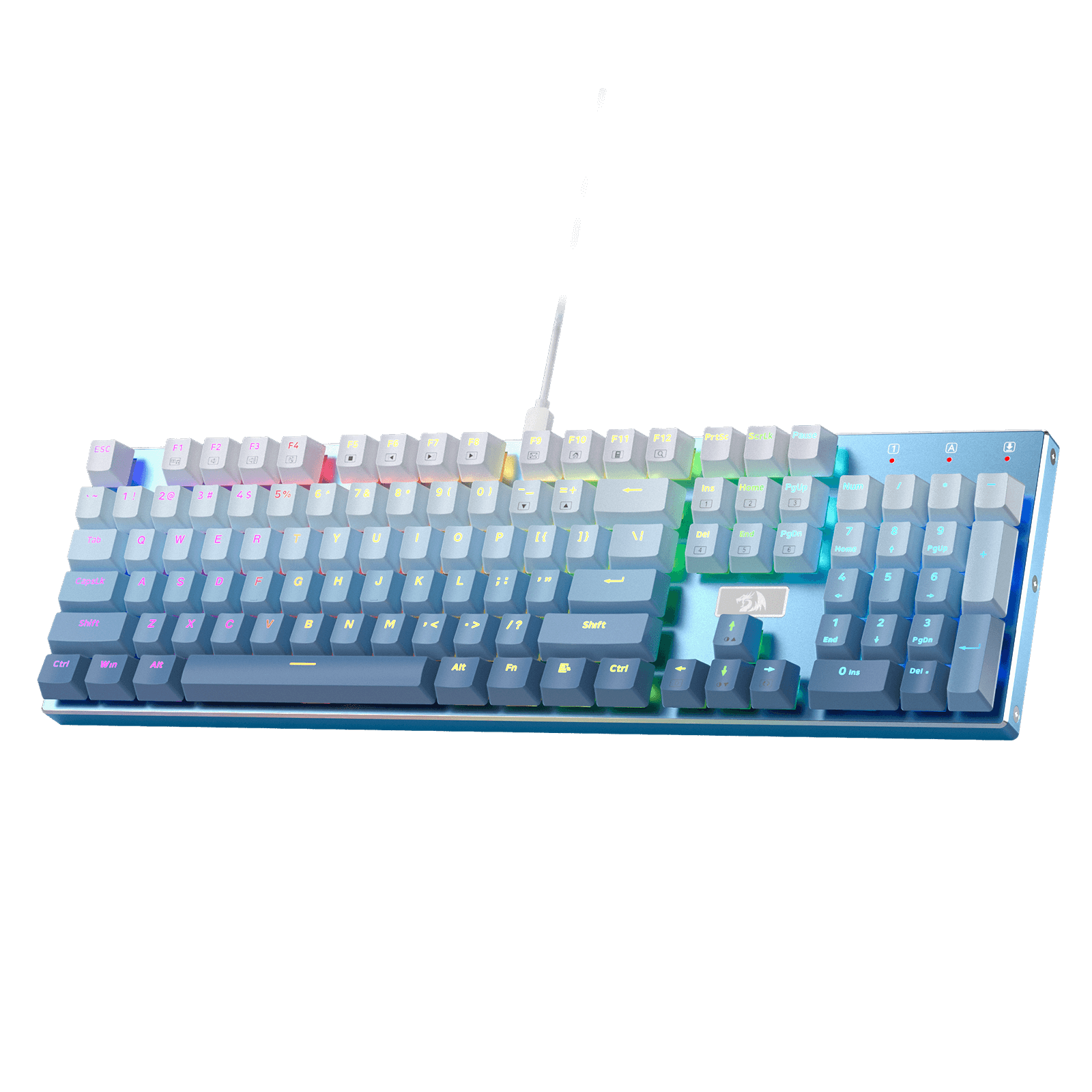 Papan Kekunci Permainan Mekanikal Berwayar Lampu Latar LED RGB Redragon K556 SE, Tapak Aluminium, Soket 104 Kekunci yang Dinaik Taraf, Buih Penyerap Bunyi 3.5mm, Suis Merah Senyap Linear Boleh Tukar Panas, Biru Gradien