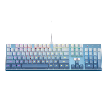 Papan Kekunci Permainan Mekanikal Berwayar Lampu Latar LED RGB Redragon K556 SE, Tapak Aluminium, Soket 104 Kekunci yang Dinaik Taraf, Buih Penyerap Bunyi 3.5mm, Suis Merah Senyap Linear Boleh Tukar Panas, Biru Gradien