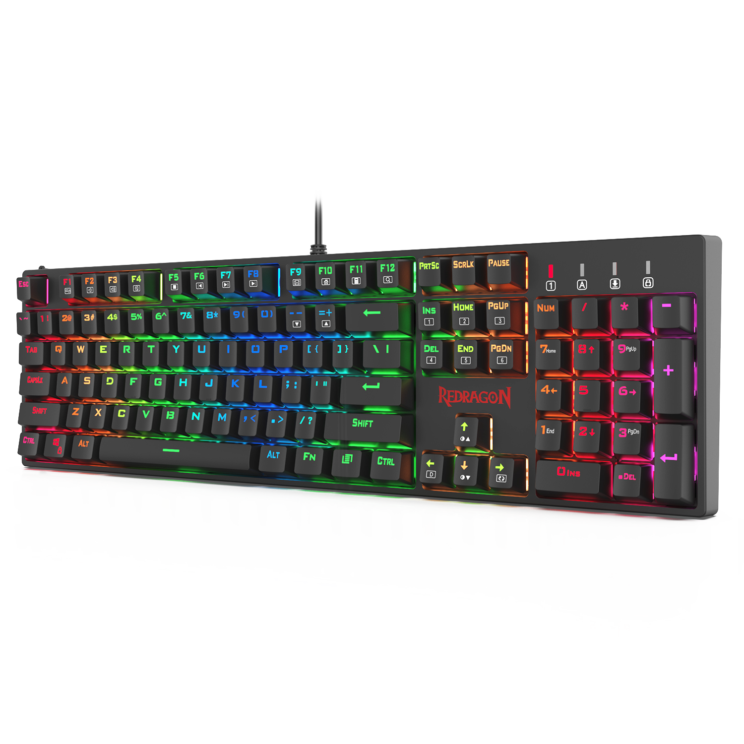 Papan Kekunci Permainan Mekanikal Redragon K582 SURARA RGB LED Berlampu Belakang dengan 104 Kekunci, Suis Coklat Sentuhan dan Bising Rendah